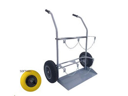 Dubbele flessenwagen zuurstof   propaan 33kg grijs gecoat
