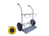 Dubbele flessenwagen zuurstof   propaan 33kg grijs gecoat