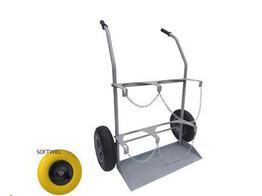 Dubbele flessenwagen zuurstof   propaan 46 5 kg grijs gecoat